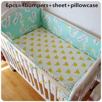 6PCS otroška posteljica posteljnine komplet bombaž, komplet berço jaslice posteljo nastavite otroška posteljnina ,vključujejo(odbijač+streha+vzglavnik pokrov)