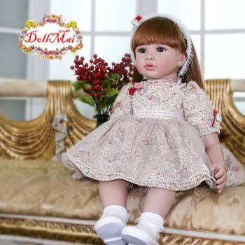 60 cm velike Prerojeni silikonski Baby Doll 24 palca Princesa Malčka oblačil modeliranje Spremljajo Lutka Darilo za Rojstni dan Sedanji Fant Dekle Boneca
