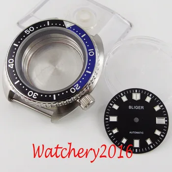 45mm primerni za NH35 NH35A gibanja Black Blue Vrtljivo Ploščo iz nerjavečega Watch Primeru, + Watch Izbiranje