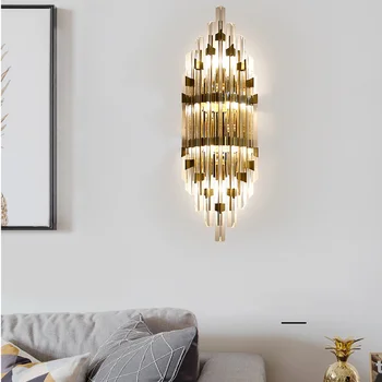 Postmoderni minimalističen crystal stenska svetilka oltarja lučka spalnica postelji svetilko, dnevna soba, TV ozadju stene Evropske gospodinjskih svetilk
