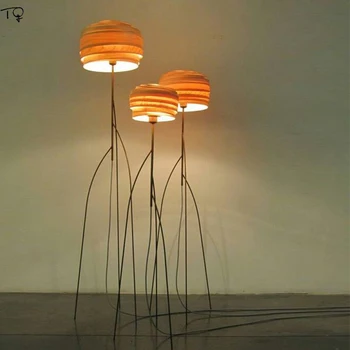 Japonski Minimalističen Moderna Talna Svetilka Posameznih Les, Furnir, Dekorativna Stojala Za Luči Študija Čaj Hiši Živijo/Jedilnico Spalnica