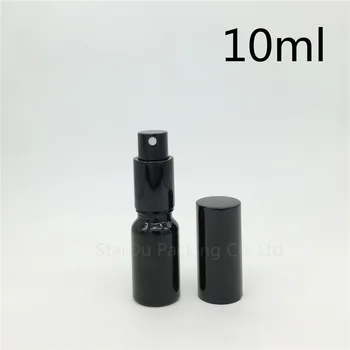 Brezplačna Dostava 500pcs 10 ml črna steklenici s plastično aluminija škropilnica, 10cc Eterično Olje Spray Steklenice