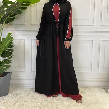 Dubaj Abayas Muslimanske Ženske Dolga Obleka Kroglice Mozaik Barve Blok Arabski Bližnjem Vzhodu Maxi Haljo Turčija Turške Etnične Jilbab Obleke