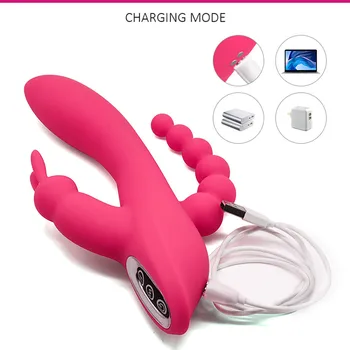 3 v 1 ženski vibrator 12 vibracije način analni klitoris stimulator g-spot erotično massager ženskega spola igrače, analni igrače plug rep