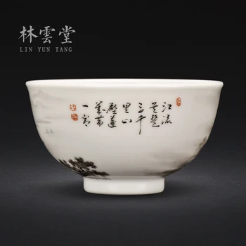 Lin Yuntang master cup eno skodelico kung fu čajne skodelice jingdezhen high-end barve črnila krajinski vzorec čaj pokal