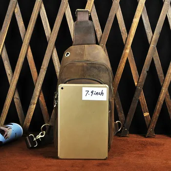 Moške Usnjene Prsih Vrečko Moške Retro Prostem Multi-Funkcijo 12-Palčni Mobilni Telefon Prsih Vrečko Messenger Bag