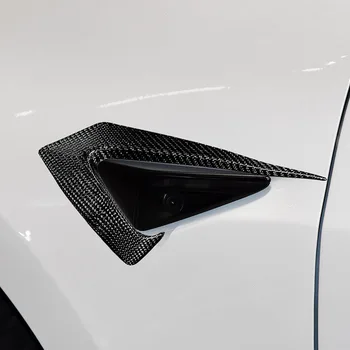 1 Par Strani Fotoaparata Varstvo Nalepke za Tesla Model3 Ogljikovih Vlaken Strani Kamere zaščitni Pokrov Avto Dodatki Spojler Dekor