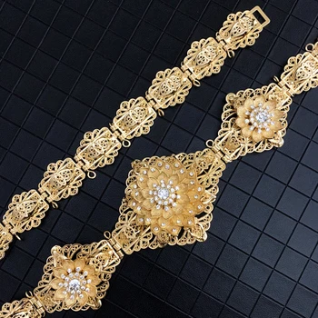 Turški Moda Zlato Poročne Obleke Pasovi Cvet Pasu Verige Polno Nosorogovo Arabski Ayaba Pas Luksuzni Kostum Nakit