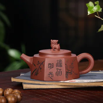 Octagon Kylin Čajnik Zisha Yixing Čajnik Ročno Pot Kung-fu Teaware Vijolično Gline Drinkware Za Puer Zeleno Črni Kitajski Čaj