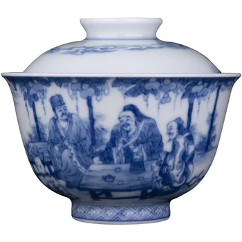 Modra in bela, Luyu čaj degustacijo sliko, ni zaupanja, dve skledici, Jingdezhen čaj, set, kung fu skodelico čaja, čaj skledo, zaradi česar