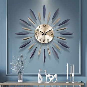 Dnevna soba mute mode svetlobno razkošje dekoracijo ure osebno in ustvarjalno železa digitalne stenske ure sodobno oblikovanje