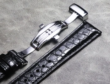 18 19 20 21 22 mm High-end prijeten Moški ženske Ročno watchband Aligator trak črno Krokodil kože Pravega Usnja watch Pasu