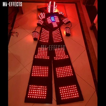 LED Robot Obleke Lahka Oblačila LED robot kostum Svetlobna krpo Čelada žareče oblačila za fazo delovanja