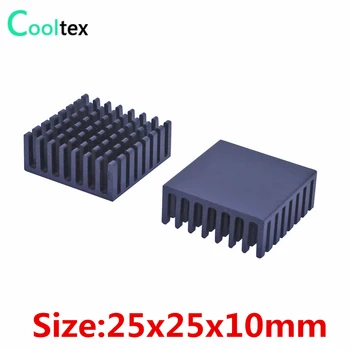 (200pcs/veliko) novih 25x25x10mm črno Aluminijasto heatsink radiator hladilnega telesa za čipu IC, hladilnik hlajenje