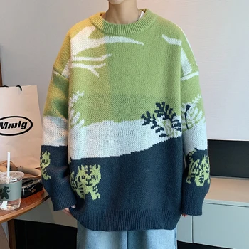 2021 jesen in zimo, nov stil, Hong Kong slog prostem scene plus velikost pulover kontrast pulover M-5Xl