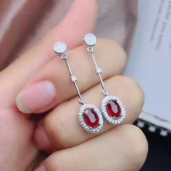 KJJEAXCMY boutique nakita 925 sterling srebro vdelan naravnih ruby ženski prstan ogrlico, obesek, uhani set za podporo pregled nova