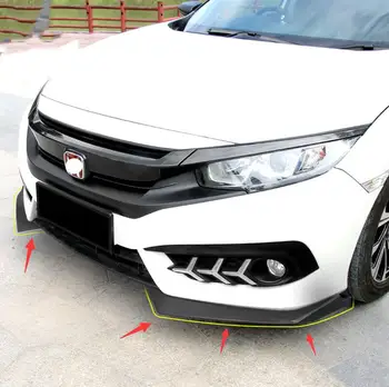 ABS Mat Črna Avto Sprednji Odbijač za Ustnice Difuzor Razdelilniki Canard Avto Styling Pribor Za Honda Civic Sedan 2016 2017 2pcs