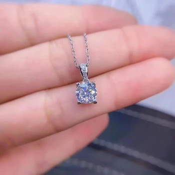 Klasična lije sijoče moissanite ogrlica za ženske srebrna ogrlica nakita 925 sterling srebro darilo za rojstni dan rouns sijoče dragulj